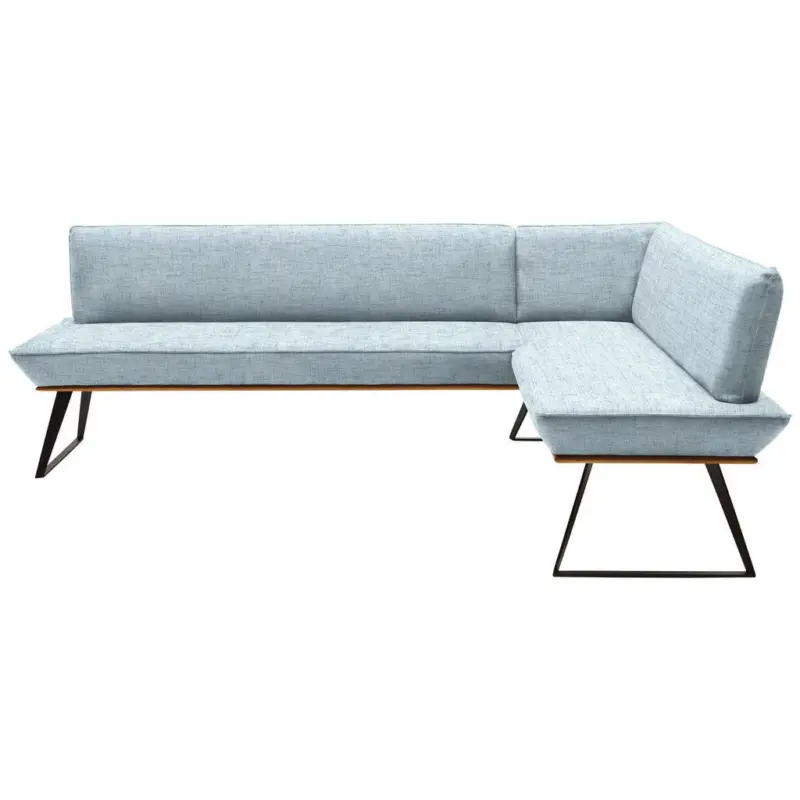 Eckbank 243/163 cm in Schwarz, Eichefarben, Hellblau