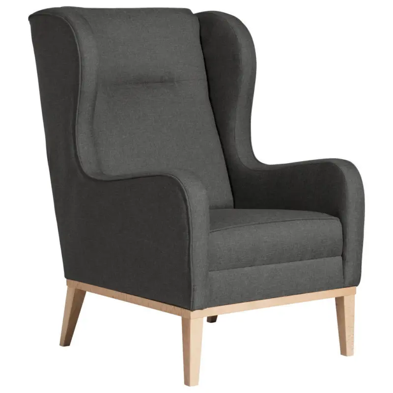 Ohrensessel in Flachgewebe Anthrazit