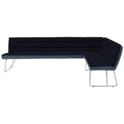 Eckbank 264/184 cm in Blau, Edelstahlfarben, Dunkelblau