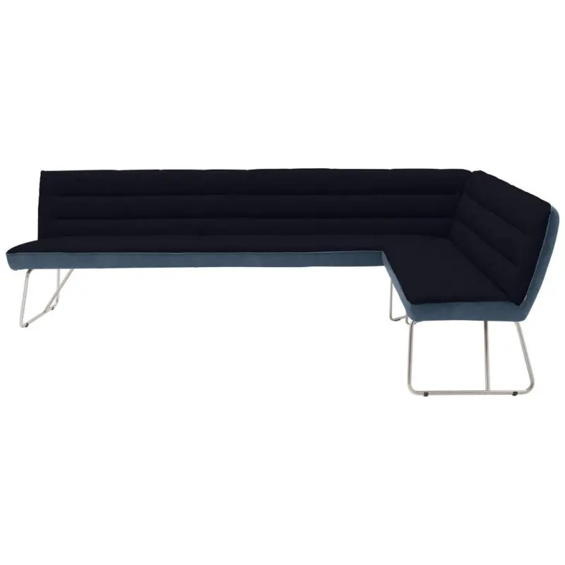 Eckbank 264/184 cm in Blau, Edelstahlfarben, Dunkelblau