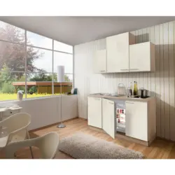 Minik&uuml;che 150 cm in Wei&szlig;, Wildeiche