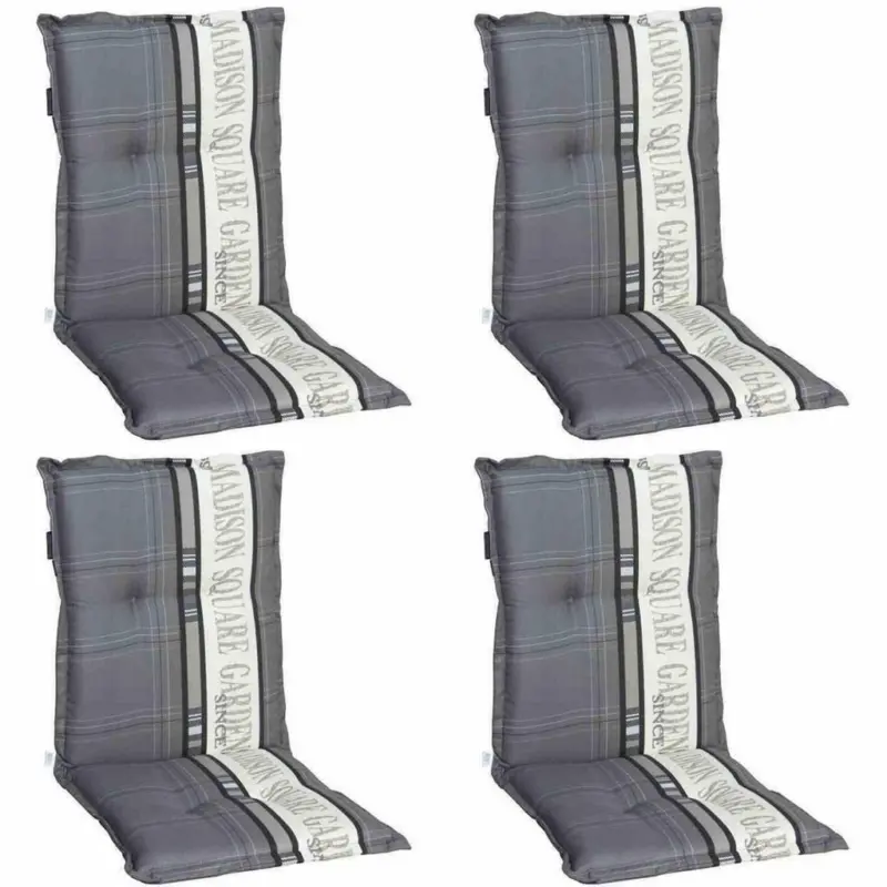 Sesselauflage in Grau Schriftzug