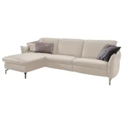 Ecksofa in Echtleder Wei&szlig;