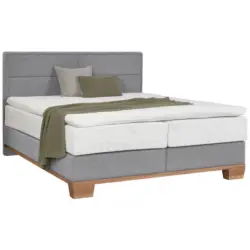 Boxspringbett 160/200 cm in Eichefarben, Hellgrau