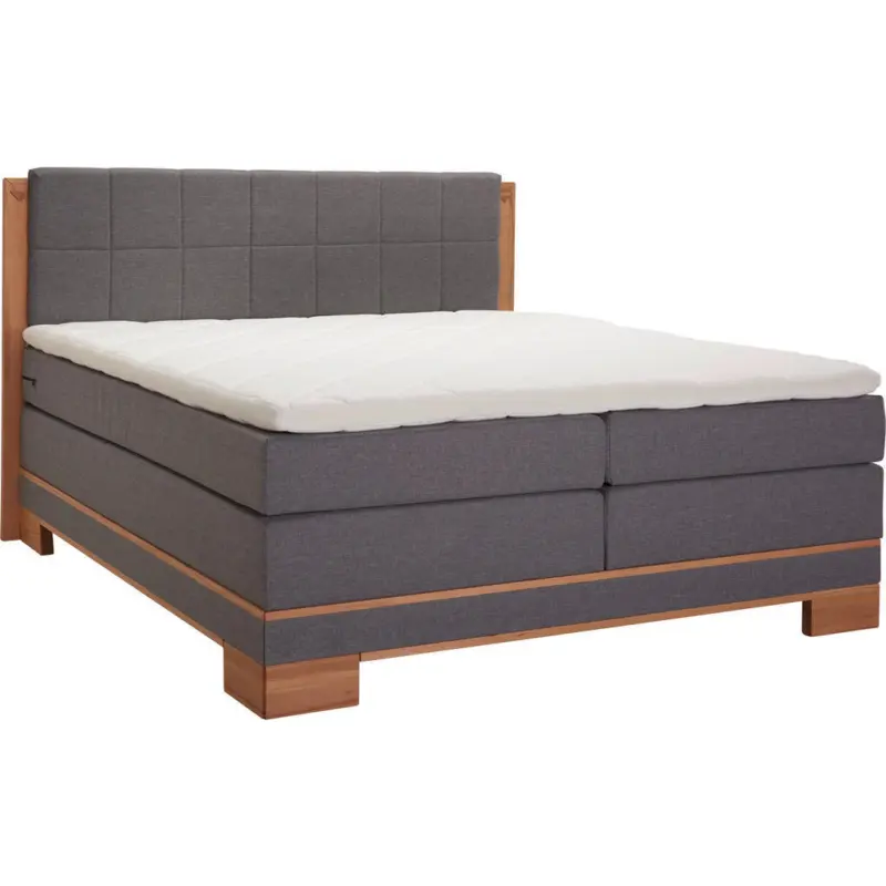 Boxspringbett 160/200 cm in Grau, Buchefarben