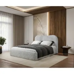 Polsterbett gepolstertes Kopfteil, Lattenrost Grau 180/200 cm