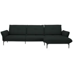 Ecksofa Florenz in Echtleder Schwarz
