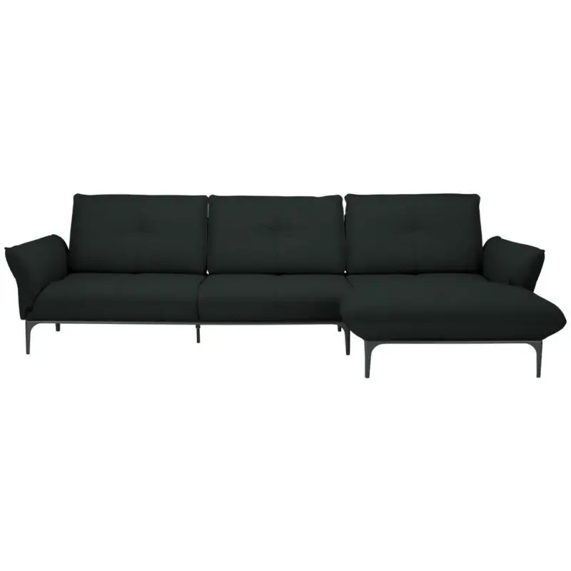Ecksofa Florenz in Echtleder Schwarz