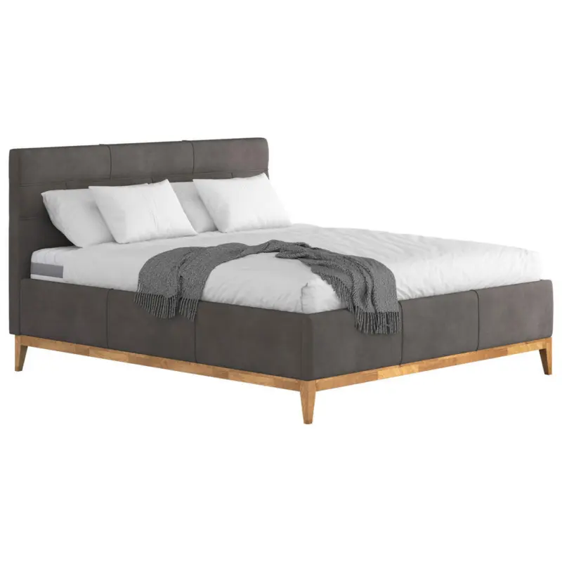 Polsterbett Lattenrost, Bettkasten, Matratzen Dunkelgrau 180/200 cm