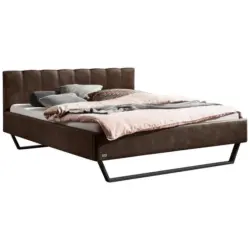 Polsterbett gepolstertes Kopfteil Dunkelbraun 180/200 cm