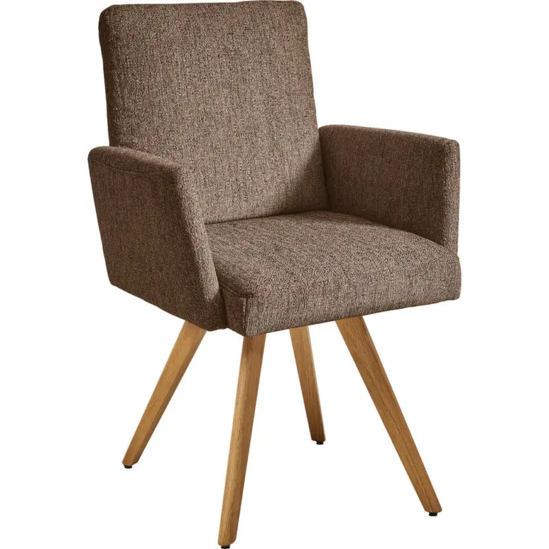 Armlehnstuhl in Holz, Textil Braun