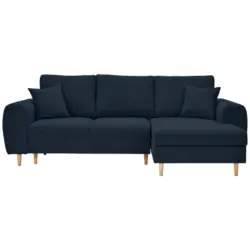 Ecksofa in Webstoff Dunkelblau 240/145 cm