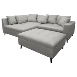 Ecksofa inkl. Hocker in Mikrofaser Grau 174/247 cm