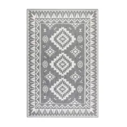 Outdoorteppich 160/230 cm Gemini Silberfarben, Wei&szlig;