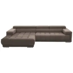 Ecksofa in Mikrofaser Greige 190/335 cm