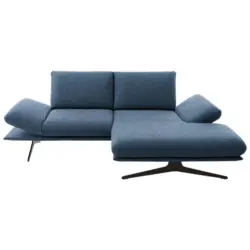 Ecksofa in Flachgewebe Blau 234/155 cm