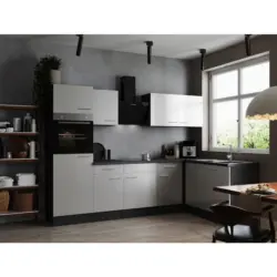 Eckk&uuml;che 280/172 cm in Grau, Wei&szlig;