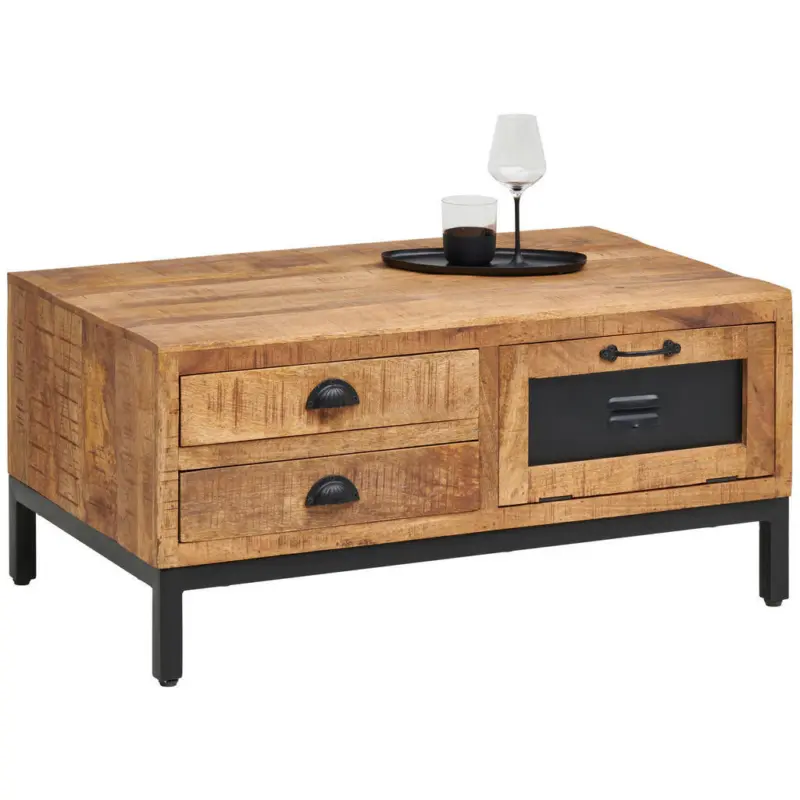 Couchtisch in Holz, Metall 100/60/45 cm