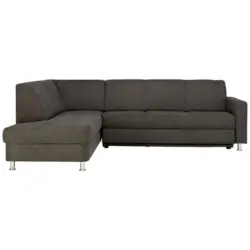Ecksofa in Flachgewebe Grau 198/256 cm
