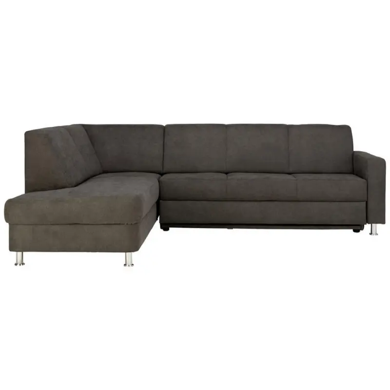 Ecksofa in Flachgewebe Grau 198/256 cm