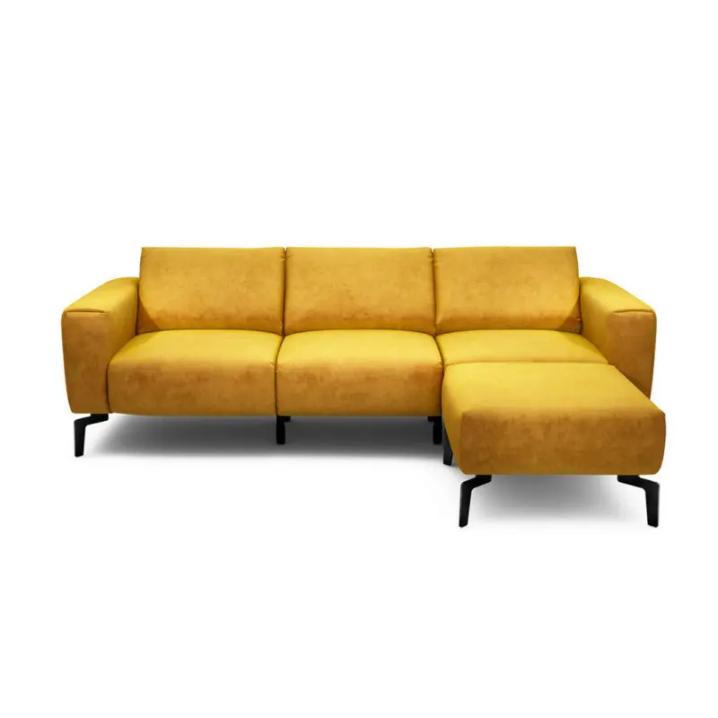 Dreisitzer inkl. Hocker Cosy in Samt Gelb