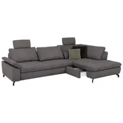 Ecksofa Sense in Cord, Velours Anthrazit 291/197 cm