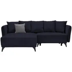 Ecksofa in Chenille Dunkelblau 172/255 cm
