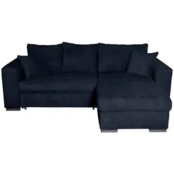 Ecksofa in Webstoff Dunkelblau