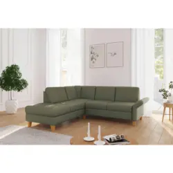Ecksofa Rochelle E in Flachgewebe Olivgr&uuml;n 216/240 cm
