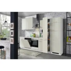 K&uuml;chenblock 310 cm in Wei&szlig;, Hellgrau