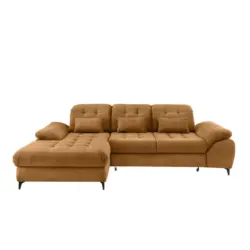 Eckschlafsofa in Cord Goldfarben
