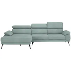 Ecksofa in Velours Mintgr&uuml;n 187/295 cm