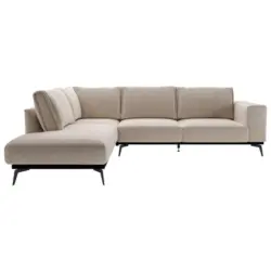 Ecksofa in beflockt Beige 200/293 cm