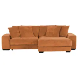 Ecksofa in Flachgewebe Rostfarben 280/190 cm