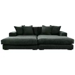 Ecksofa Funny in Cord Dunkelgr&uuml;n 285/195 cm