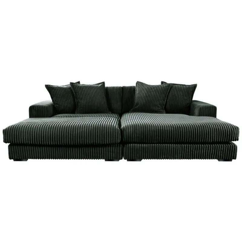 Ecksofa Funny in Cord Dunkelgr&uuml;n 285/195 cm
