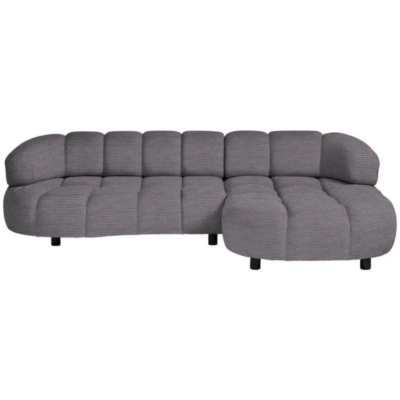 Ecksofa in Cord, Velours Graubraun 284/183 cm