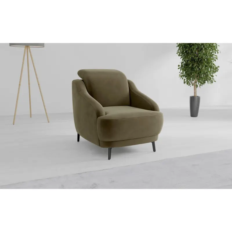 Sessel in Samt Olivgr&uuml;n