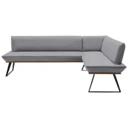 Eckbank 203/163 cm in Grau, Schwarz, Eichefarben