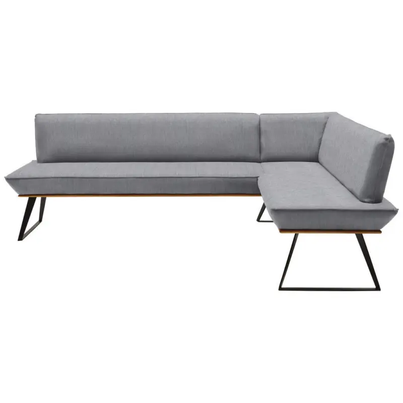 Eckbank 203/163 cm in Grau, Schwarz, Eichefarben