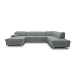 Wohnlandschaft in Webstoff Silberfarben