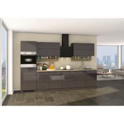 K&uuml;chenleerblock 320 cm in Grau, Sonoma Eiche, Grau Hochglanz