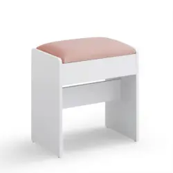 Hocker in Textil, Holzwerkstoff Rosa, Wei&szlig;
