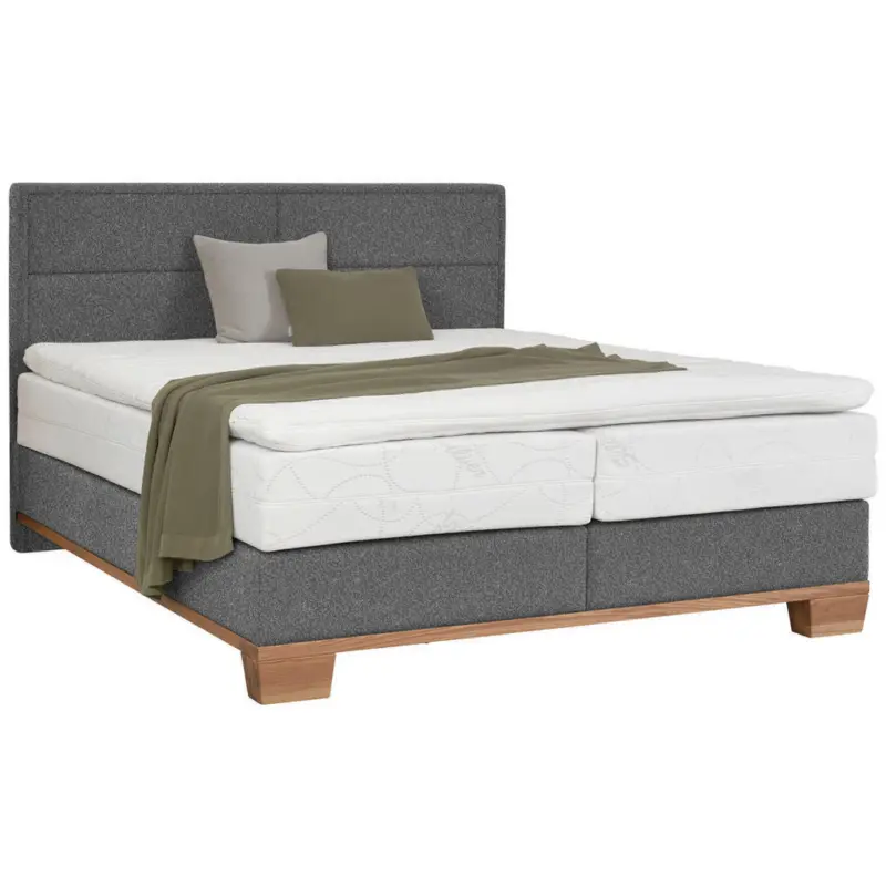 Boxspringbett 180/200 cm in Grau, Eichefarben