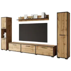 Wohnwand 4-teilig in Eiche Wotan 240/130/31 cm