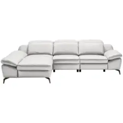 Ecksofa in Echtleder Wei&szlig; 183/286 cm