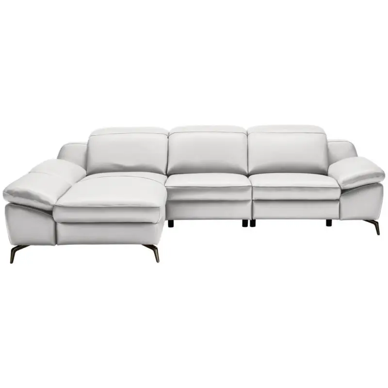 Ecksofa in Echtleder Wei&szlig; 183/286 cm