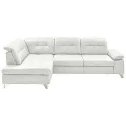 Ecksofa Beldomo Premium in Echtleder Wei&szlig; 211/309 cm