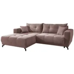 Ecksofa in Cord Rosa 177/246 cm
