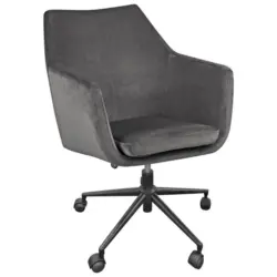 Drehstuhl in Velours Schwarz, Dunkelgrau